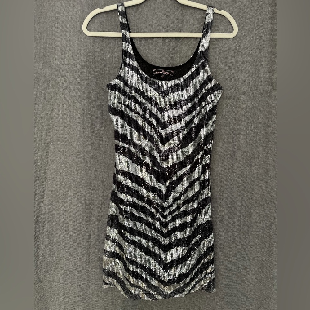 Sequin zebra stripe mini dress cocktail party